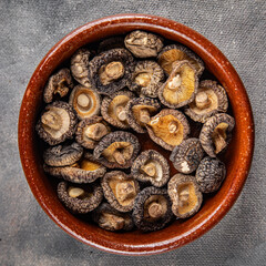 shiitake mushroom dried food meal on the table copy space food background rustic top view