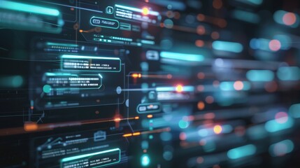 Fototapeta premium Close-up: The chatbot interface, showing text bubbles or virtual tutor animations.