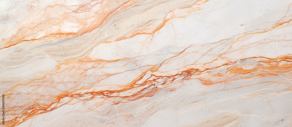 Poster Orange streaks adorn the smooth marble texture, perfect for home decoration and tiling projects both indoors and outdoors. with copy space image. Place for adding text or design