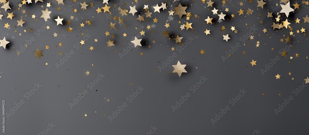 Poster glistening golden stars contrast beautifully with the dark background. with copy space image. place 