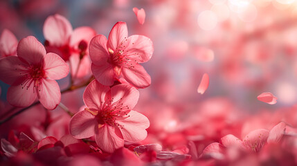 Obraz premium Pink sakura falling petals background