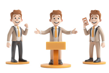 Obraz premium 3D rendering of a male character in different poses.