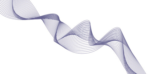 Abstract wavy lines background. Purple blue color gradient. White background. Simple Abstract flowing wave lines. Design element for technology. 