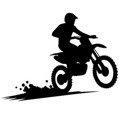 Silhouette of a person riding a motocross