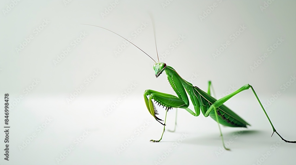 Poster mantis green isolated on white background : generative ai