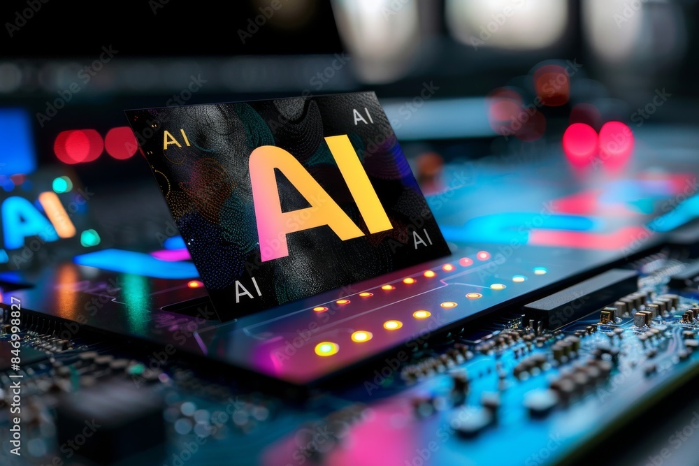 Aufkleber digital ai interface with vibrant lights futuristic technology advanced system modern tech design gl