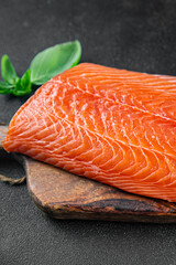 salmon fresh fillet raw red fish seafood meal on the table copy space food background rustic top view