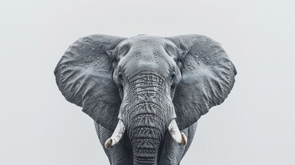 Obraz premium Majestic African elephant isolated on white.