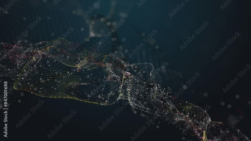 Aufkleber futuristic video animation with particle wave object in slow motion, 4096x2304 loop 4k