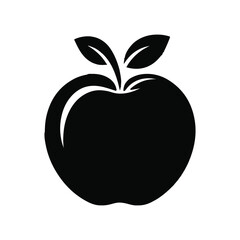 Apple black silhouette vector with white color background