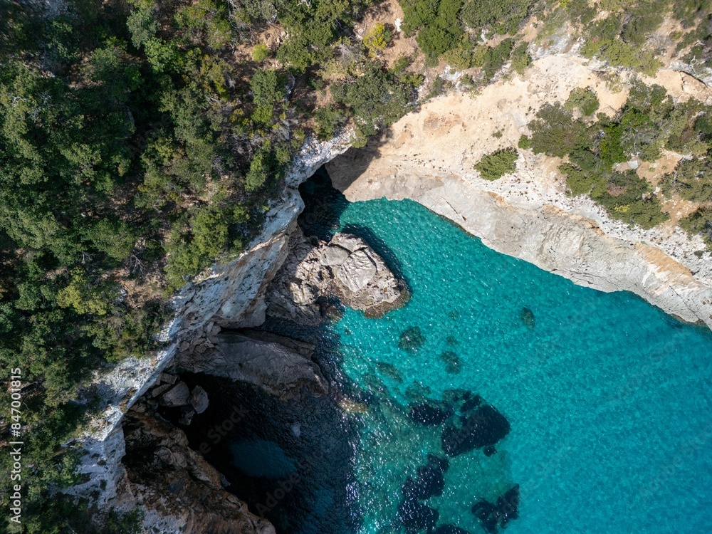 Sticker view of cala sisine, golfo di orosei, baunei, sardegna, italy