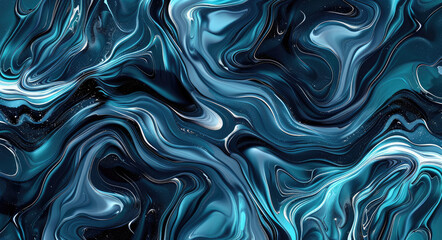 Obraz premium Abstract Blue Marbling Background, Blue and Black Abstract marbled background. Created with AI 