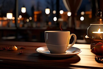 Obraz premium a cup of coffee on the table