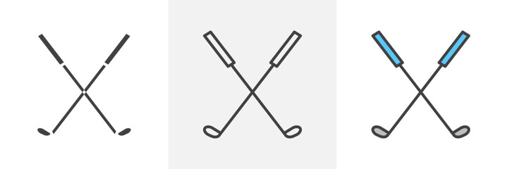 Professional Golf Clubs Icon Set. Crossed Clubs Vector.
