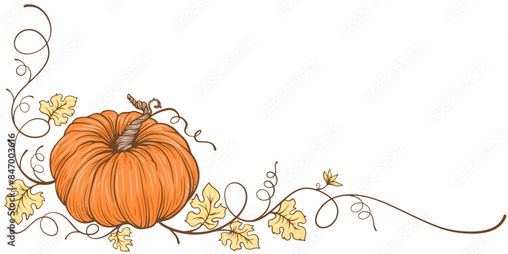 Wall mural pumpkin thanksgiving element vector illustration - Wall murals