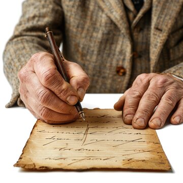 Writing Later Old Person Writing A Letter