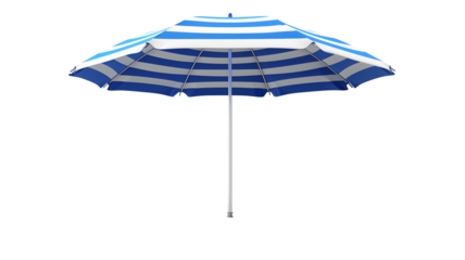 Isolated blue and white striped beach umbrella
