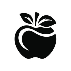 Apple black silhouette vector with white color background