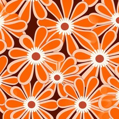 Psychedelic 60s/70s pink orange hippy pattern with flowers