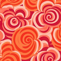 Fototapeta premium 60s/70s pink orange hippy pattern with flowers