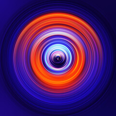 Colorful radial motion effect. Abstract rounded background. Color curves and sphere.