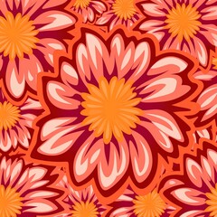 60s/70s pink orange hippy pattern with flowers