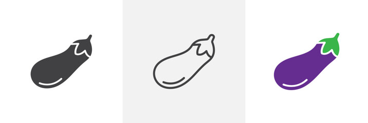 Aubergine icon set. Food and culinary theme vector symbol. Eggplant icon.