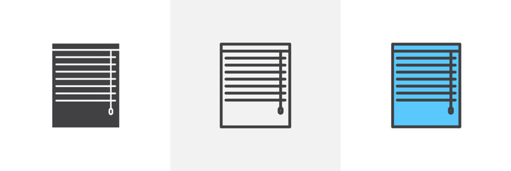 Blinds icon set. Roller window blinds vector symbol for homes.