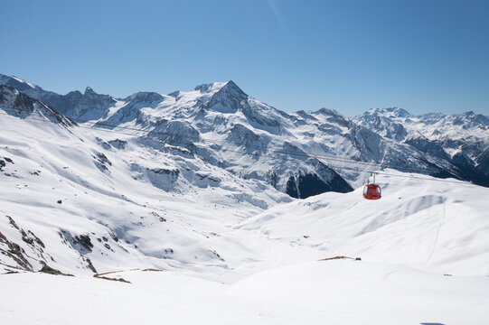 Mountain range covered with snow