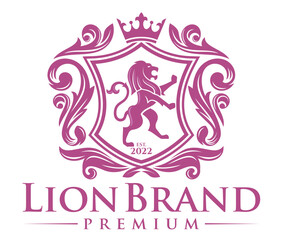 Wappen mit Löwen - Vintage, Royal - Vektor