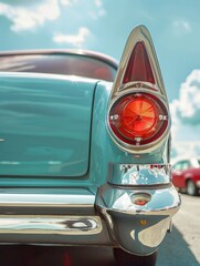 A detailed view of a car's rear light cluster, suitable for use in automotive or transportation-related contexts