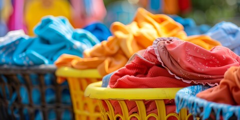 basket filled with lots of colorful clothes