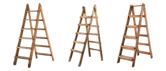 Wooden ladder isolated on transparent background