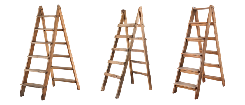 Wooden ladder isolated on transparent background