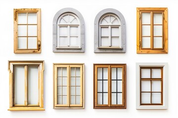 Obraz premium A collection of different window styles and shapes on a white background, ideal for use in interior design or architecture projects