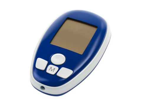 Glucose meter, glucometer isolated on transparent background