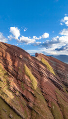 Rainbow Mountain, Peru. Also known as Cerro Colorado near to Cusco. Aerial view.