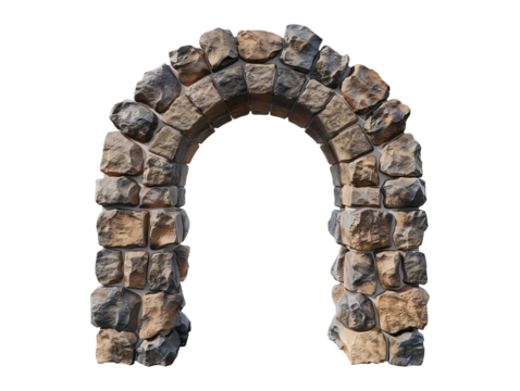 Stone arch gate isolated on transparent background