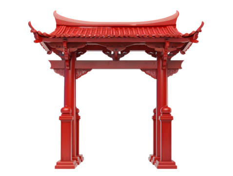Japanese Torii arch gate isolated on transparent background