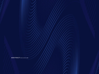 Abstract shining wave lines on blue background. Dynamic wave pattern. Modern flowing wavy lines. Futuristic technology concept. Suitable for banners, posters, covers, brochures, flyers, websites, etc.