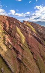 Rainbow Mountain, Peru. Also known as Cerro Colorado near to Cusco. Aerial view.