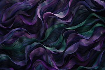 Obraz premium A purple and green background with fluid shapes, smoke like textures. Created with Ai