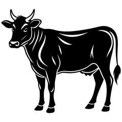 vector silhouette style cow logo illustration vect