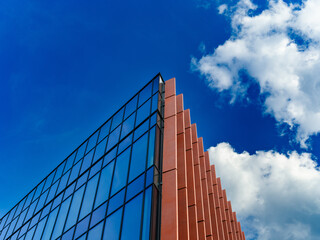 Modern glass buildings on sky