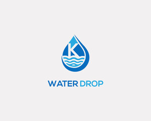 K Letter Water Drop Logo, Icon Design Template Inspiration Vector Illustration.