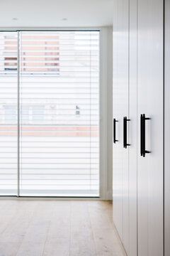 Detail of a row of cabinets in modern interior