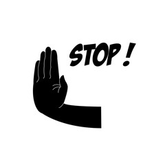 hand in stop gesture silhouette stock vector illustration