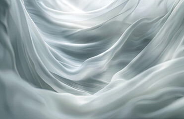 Fototapeta premium White silk fabric with a flowing texture, draped in an elegant and ethereal manner. Created with AI