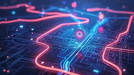 Digital map with ai technology pins  innovating delivery services and future transport logistics