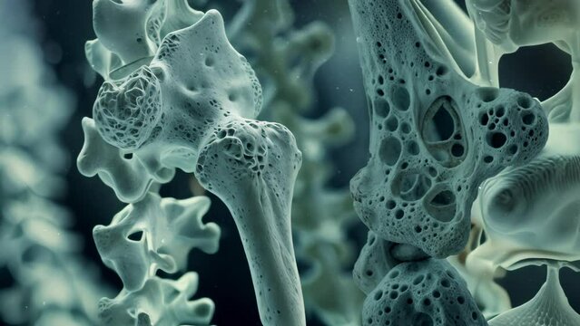 animation of osteoporosis bone micro structure